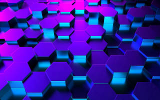 Purple blue hexagons center black - hexagonal free wallpaper