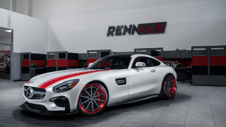 White mercedes sports car red - a garage free wallpaper