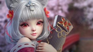 Girl cat knife book pink - chen chi free wallpaper