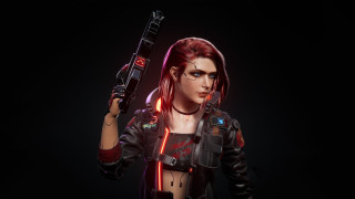 Eve ryder cyberpunk gun lightsaber 2 - realistic character concept free wallpaper