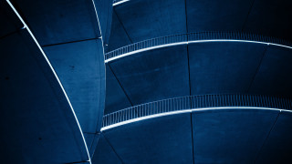 Building clock sculpture gradient blue - face and a clock free wallpaper for desktop