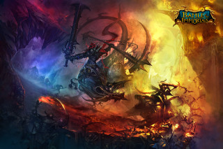 Demon attack sword fire forest - a painting of a demon free wallpaper