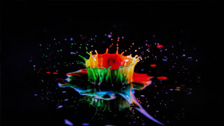 Colorful flower splash black crayon - macro art free wallpaper for desktop