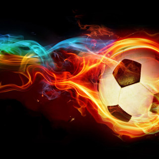 Fire soccer ball blaze smoke - free sports wallpaper for tablet