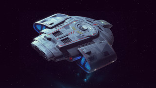 Spaceship starry sky blue light - a space ship free wallpaper