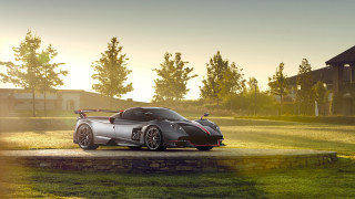 Silver sports car sunset driveway - spectacular free wallpaper
