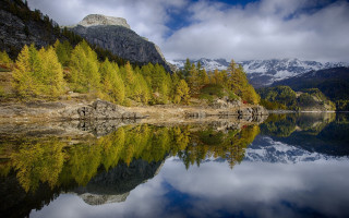 Mountain lake forest sky bush 2 - a mountain lake free wallpaper