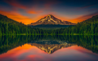 Mountain reflection sunset lake urban - bob thompson free wallpaper