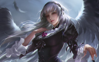 Angelic black wings knife gothic - angel free wallpaper