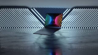 Laptop table wall lines neon - a laptop computer free wallpaper