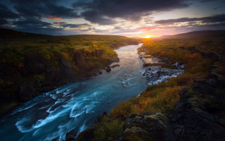 River hillside cloudy sunset matte - river free wallpaper for desktop