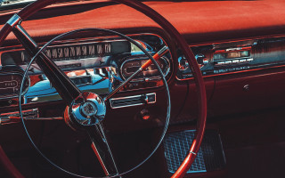 Classic car steering red dashboard - a classic car free wallpaper