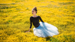 Woman tutu flowerfield blacktop whiteskirt - white skirt free wallpaper