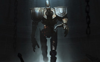 Robot dark room light head - conceptart free wallpaper for desktop