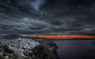 City cliff sunset clouds matte - dark cloud free wallpaper for desktop