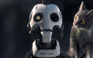 Cat robot cyberpunk owl black - cgstudio free wallpaper