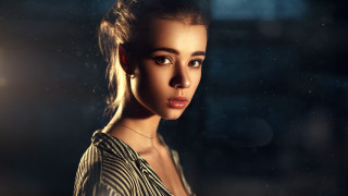 Serious woman portrait elina karimova - her face and shoulders free wallpaper