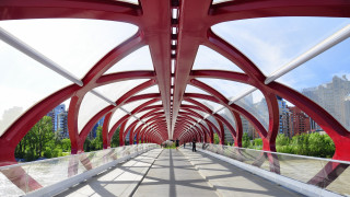 Red bridge architecture skyline shrine - deconstructivism free wallpaper