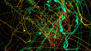 Green yellow lines abstract fence - long exposure free wallpaper