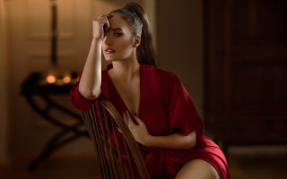 Woman red dress chair lamp - a lamp free wallpaper for desktop