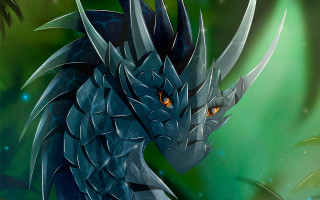 Blue dragon orange eyes green - orange eye free wallpaper