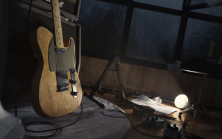 Guitar table room window light - a table in a room free wallpaper