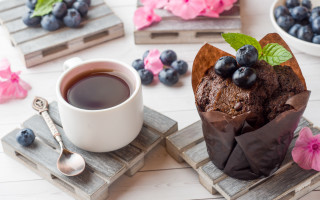 Coffee blueberries flower muffin tray - a tray free wallpaper