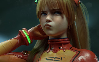 Souryuu asuka langley cyberpunk 3d - artstation hq free wallpaper