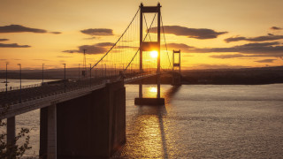 Sunset bridge water clouds cityscape 3 - david dougal williams free wallpaper