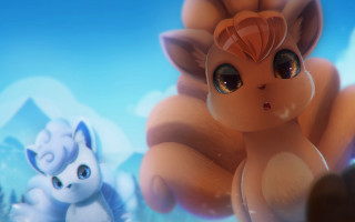 Cat dog snowy landscape blue - chippy free wallpaper for desktop