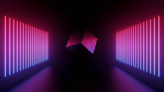 Dark room neon light geometric - a neon light free wallpaper