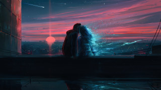 Couple night water city aurora - rossdraw global illumination free wallpaper for desktop
