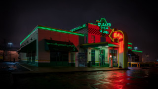 Neon lit building neon signs - a neon free wallpaper