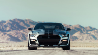 Silver mustang desert road mountains 2 - a desert road free wallpaper