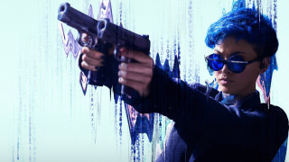 Blue haired woman gun cyberpunk - cyberpunk free wallpaper