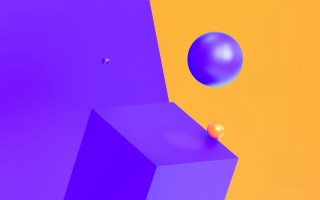 Purple orange background ball cube - the left side of the image free wallpaper