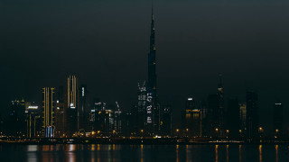 City skyline night tower reflecting - cityscape free wallpaper