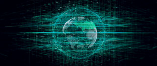 Green earth holography raytrace planet - line and dots free wallpaper
