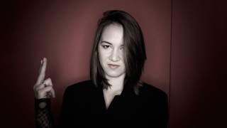 Woman peace sign ring dark - red wall free wallpaper