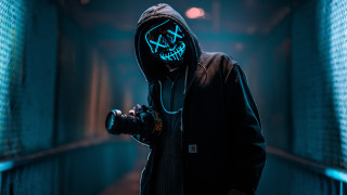 Man hooded jacket camera neon 2 - jacket holding free wallpaper