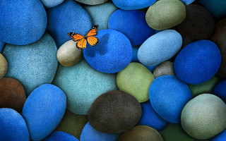 Butterfly rock blue green pebbles - rock and pebbles free wallpaper for desktop