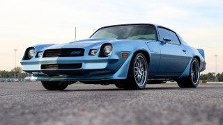 Blue car parking lot clouds - clean line free wallpaper