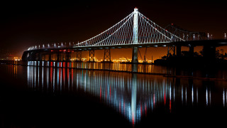Bridge reflection night lights cityscape - digital photography free wallpaper for desktop