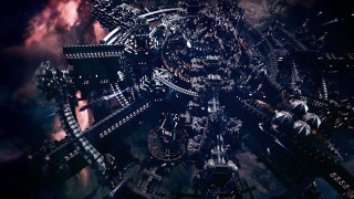 Futuristic city tall buildings clouds - free gaming wallpaper for desktop