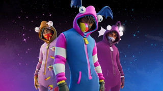 Three people costumes starry background - three person free wallpaper