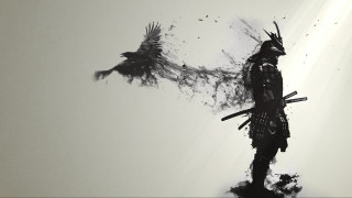 Silhouette man crows bird monster - analytical art free wallpaper