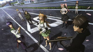 Anime characters parking lot guns - a group of anime characters free wallpaper