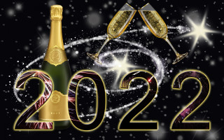 Champagne glasses 2012 futuristic night - free new year wallpaper