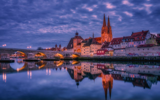 Mystical city bridge river night - a bridge and a river in front free wallpaper