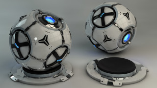 Futuristic blue light black object - cedric seaut keos masons free wallpaper